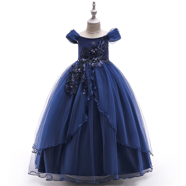 EGNMCR Robes de Soirée pour Femmes, Robes Formelles pour Femmes, Robes de Cocktail pour Femmes, Petites Filles, Tempérament Minimaliste, Nœud, Fleurs Brodées, Tulle, Robe de Fête d'Anniversaire, Robes Fille, Robe Fille