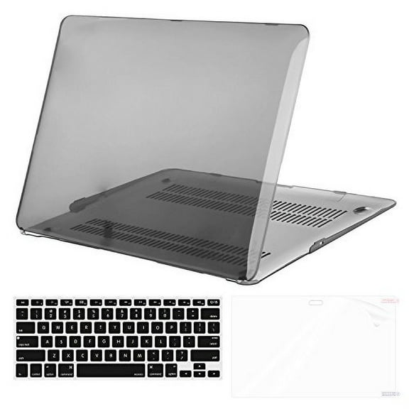 Mosiso Plastic Hard Case with Keyboard Cover with Screen Protector for MacBook Air 11 Inch (Models: A1370 and A1465), Transparent Black