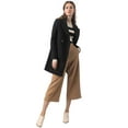 thumbnail image 3 of INSPIRE CHIC Women's Double Breasted Lapel Raglan Long Sleeve Mid Length Overcoat, 3 of 4