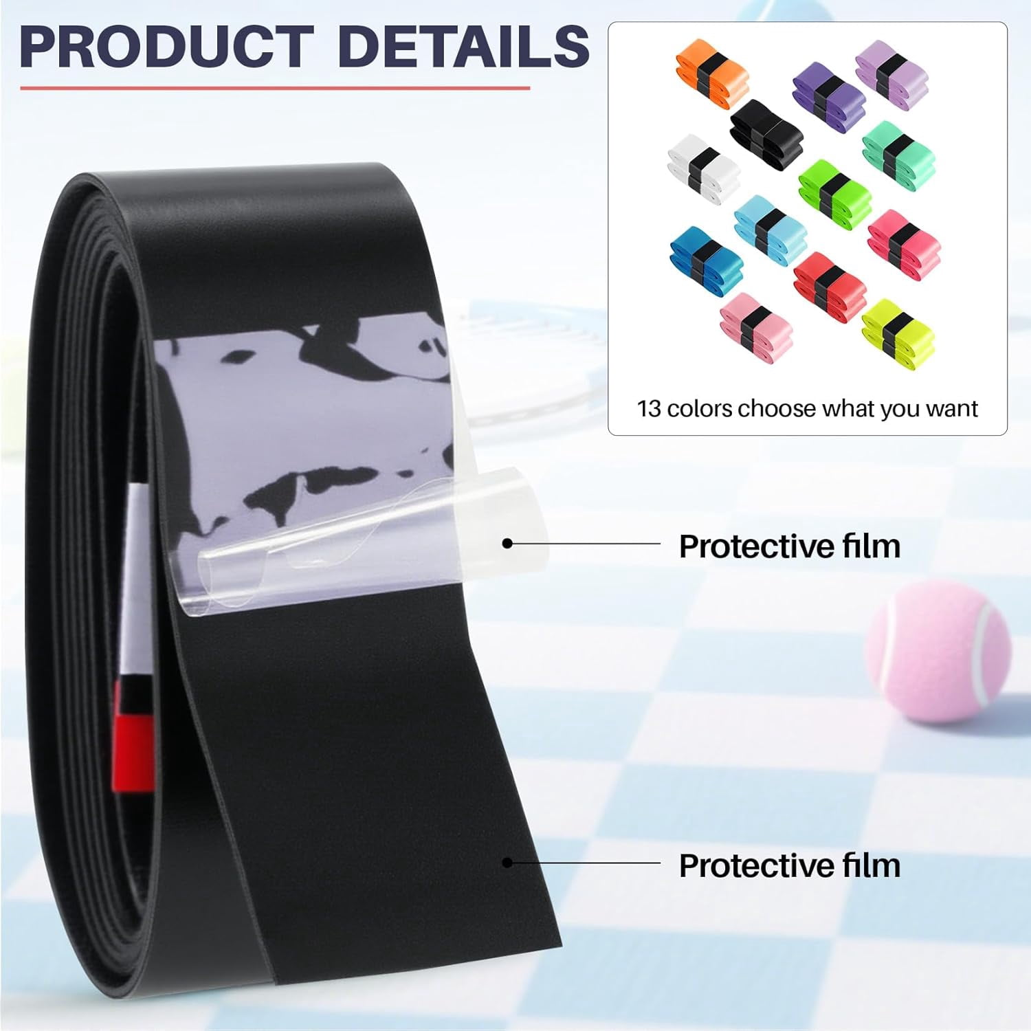 26 Pieces Tennis Racket Grip Tape,Precut Tennis Grip Tape Overgrips for Anti-Slip and Sweat Absorbent Grip, Comfortable Racquet Grips Tape for Tennis/Badminton/Pickleball (Multicolor)