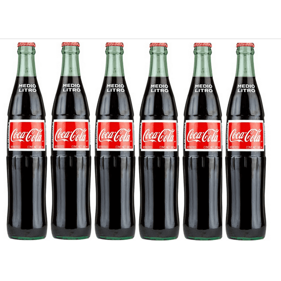 Coca-Cola Cane Sugar Mexican Soda Pop, 500 ml Glass Bottle (Pack of 6)