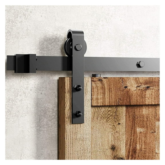 J-Shape Heavy Duty Sliding Barn Door Hardware, Track Hanging Barn Door Hardware Kit, Black Single Door Sliding Rail ,Easy to Install