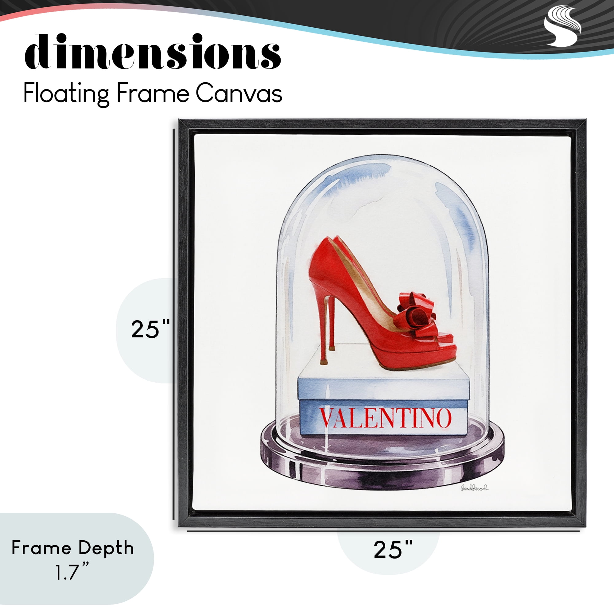 Stupell Industries Red Heels in Bell Jar Black Framed Floater Canvas Wall Art, design by Amanda Greenwood