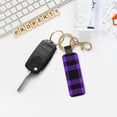 thumbnail image 5 of Wukai Purple Buffalo Plaid Print Leather Car Keychain, Universal Key Fob Keychain, Leather Key Chain Holder for Men and Women,360 Degree Rotatable, 5 of 5