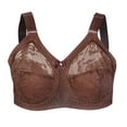 thumbnail image 6 of Bigersell Workout Bra Women's Lace Transparent Underwear without Underwire and Sponge Bras Female Synthetic Sleeping Bra Big & Tall Lace Bra, Style 609, Coffee 100d, 6 of 6