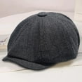 thumbnail image 3 of Painter Hat All-match Retro Solid Color Portable Universal Everyday Wear Cotton Blend Herringbone Pattern Men Beret for Winter,Black, 3 of 7