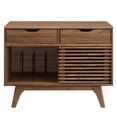 thumbnail image 3 of Modway Render Wood & Vinyl Record Display Stand with 2 Drawers in Walnut, 3 of 11