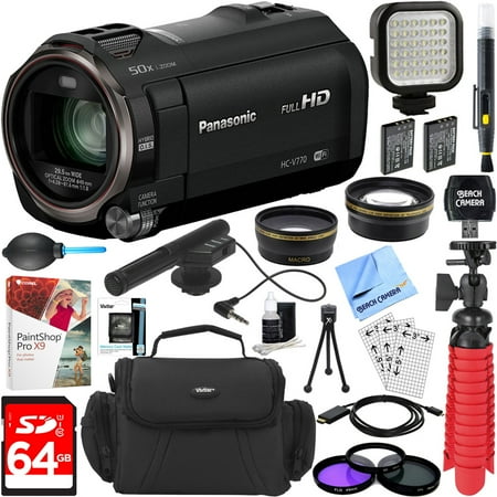 Card Mini Snap Pro Mold - Panasonic HC-V770K HD Camcorder with Mini Zoom Microphone + 64GB SDXC Memory Card + Gadget Bag + Corel PaintShop Pro X9 + Microfiber Cloth + Memory Card Wallet + Card Reader + Tripod & More