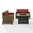 thumbnail image 4 of Crosley Furniture Bradenton 3Pc Patio Fabric Fire Pit Sofa Set in Brown/Red, 4 of 9