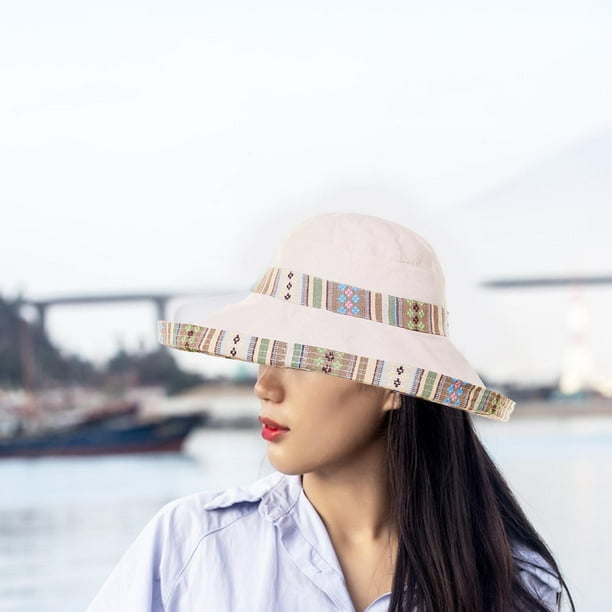 Sombrero de ala ancha perfecl gorra con visera verano mujer flexible Beige