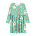 thumbnail image 3 of EGNMCR Robe à Manches Longues Col Rond Filles Robe Extensible à Manches Longues Robe Évasée Patineuse Robe de Récital Scolaire Robe à Manches Longues Col Rond Fille Robe en Polyester, 3 of 6
