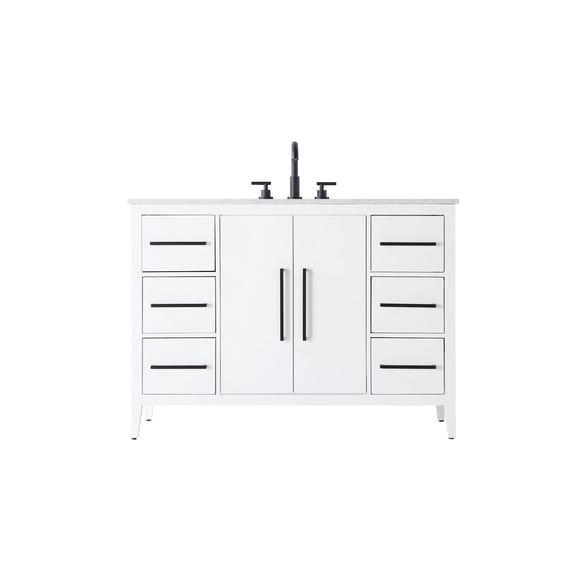 Elegant Lighting VF29348WH Millie 48" Free Standing Single Basin Vanity Set - White