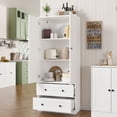 thumbnail image 6 of 65" Tall Farmhouse Kitchen Pantry Cabinet with 2 Drawers, Storage Cabinet with 2 Doors & Adjustable Shelf, Handbag Storage Organizer for Living Room, Bathroom, Kitchen, White, 6 of 11