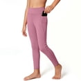 thumbnail image 5 of Duqingm Girls Leggings with Pockets Athletic High Waisted Kids Workout Active Dance Running Yoga Pants (Brick Red,7-8 Years), 5 of 6