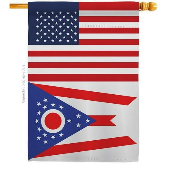 Americana Home & Garden H140793-BO 28 x 40 in. USA Ohio American State Vertical House Flag with Double-Sided Decorative Banner Garden Yard Gift
