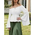 thumbnail image 3 of FEOYA Renaissance Tops Womens Gothic Blouse Steampunk Flare Sleeves Medieval Pirate Shirt Goth Peasant Tops L, 3 of 7