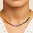 thumbnail image 2 of 930 Rainbow sapphire tennis necklace Lab created Multi sapphire chain choker necklace, Rainbow sapphire light tennis necklace Gift For Her, 2 of 3