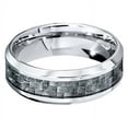 thumbnail image 2 of Tungsten Wedding Band Ring 8mm Men's Engagement Silver with Gray Carbon Fiber Inlay Comfort Fit, 2 of 4