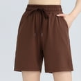 thumbnail image 4 of vigerkar Women's Bermuda Shorts Casual Summer Wide Leg Knee Length Casual Shorts Loose Drawstring Waist Sports Short with Pockets Brown, M, 4 of 8