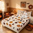 thumbnail image 3 of Homewish Fall Pumpkin Maple Queen Sheets, Rustic Pine Cone Queen Sheet Sets, Cream Terracotta, 4-Piece (1 Flat Sheet, 1 Fitted Sheet and 2 Pillowcases), 3 of 5