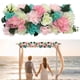 thumbnail image 3 of Fondo de pared con flores artificiales, puerta arqueada, hilera de flores, decoración de pared con flores 3D Azul rosado, 3 of 7