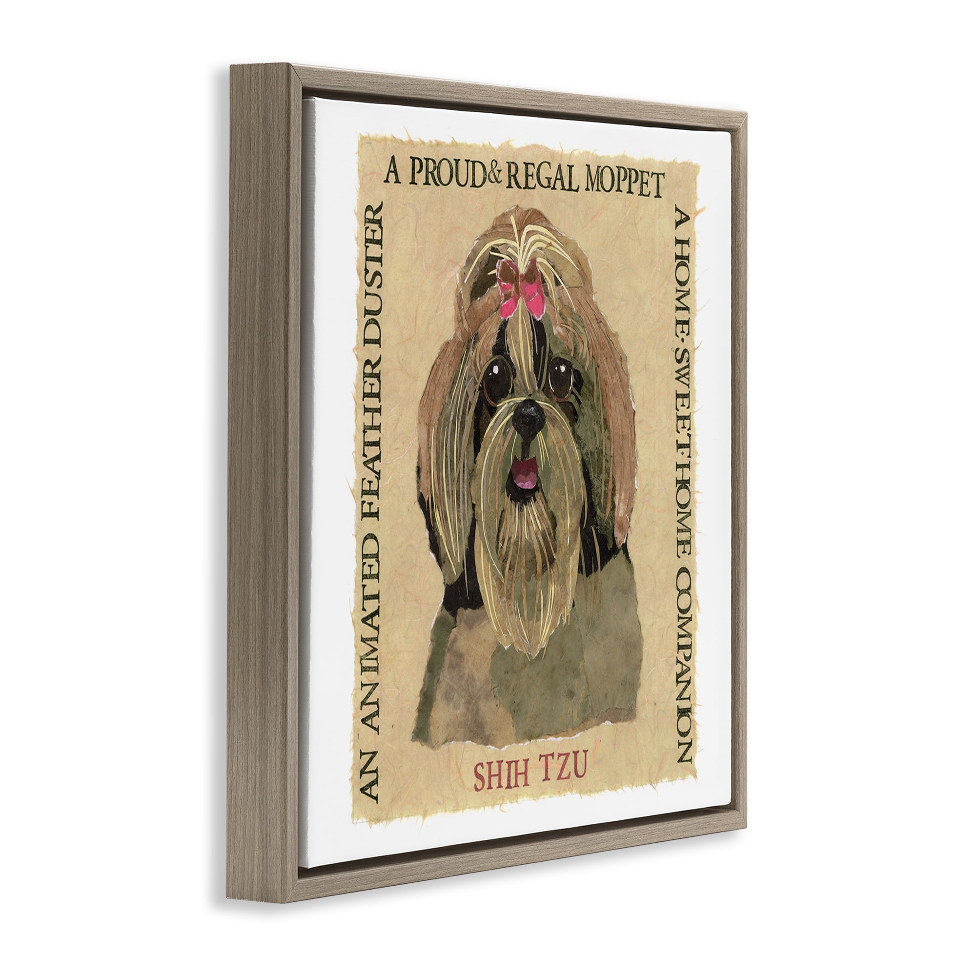 Stupell Industries Fun Shih Tzu Pet Phrases Animals Painting Brown Floater Framed Canvas Art Print Wall Art, 18 x 18