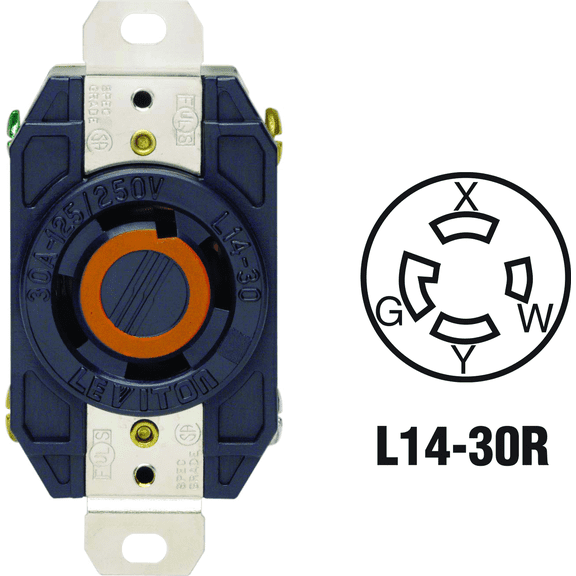 Leviton 125 250V Duplex Receptacle in Black — UL Listed for US Residential Electrical Code Compliance, Drop-in NEC-Standard Wiring