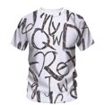 thumbnail image 1 of Nouveaux T-Shirts Graphiques en Anglais pour Hommes Tendance Style Décontracté de Rue Personnalité Col Rond Manches Courtes, 1 of 5