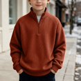 thumbnail image 2 of DJDLJWCJ Boys Sweatshirts Quarter Zipper Long Sleeve Pullover Sweatshirt Lightweight Solid Color Tops Orange Size 3T, 2 of 2