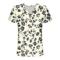 thumbnail image 7 of Sakmal Elbow-Length Womens Tops&nbsp;Plus Size Blue Floral V-Neck Button T-Shirts Ladies Shirts, 7 of 7