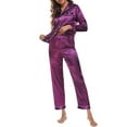 thumbnail image 5 of Kureaily Women's Satin Pajama Set Long Sleeve Button Down Sleepwear 2-Piece Silky Pj Set, 5 of 5