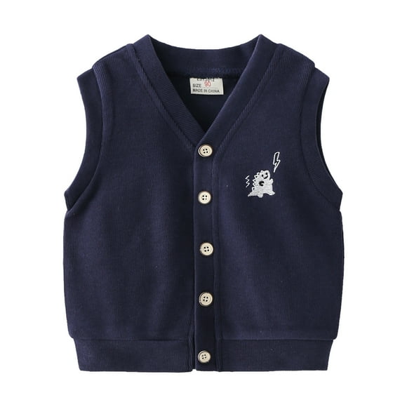 Veste Garçon Tout-Petit Enfants Enfant Bébé Garçons Sans Manches Patchwork Dessin Animé Mode Gilet Veste Manteau Vêtements Veste pour Enfants (Couleur : Bleu, Taille : 5-6 Ans)