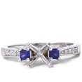 thumbnail image 1 of Princess Sapphire & Diamond Engagement Ring Setting 14K, 1 of 2