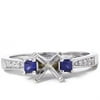 Pompeii3 Princess Sapphire & Diamond Engagement Ring Setting 14K