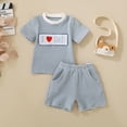 thumbnail image 2 of Povozer Baby Boy Summer Clothes Toddler Boy Outfits Baby Boy 4th Of July Outfit Toddler Waffle Short Sleeve T Shirt Tops Shorts 2 Piece Set Summer Patriotic Clothes,Size 18-24 Months,Blue, 2 of 9