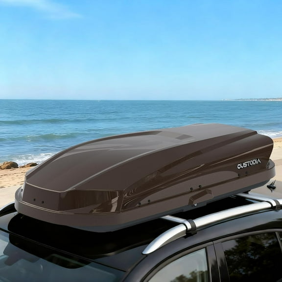 Hard Shell Roof Cargo Carrier with Security Keys, Roof Box, Cargo Box, 62.52 (L) x32.48 (W) x 13.19(H) Inches, 14 Cubic Feet (Tool-Free Install), Brown