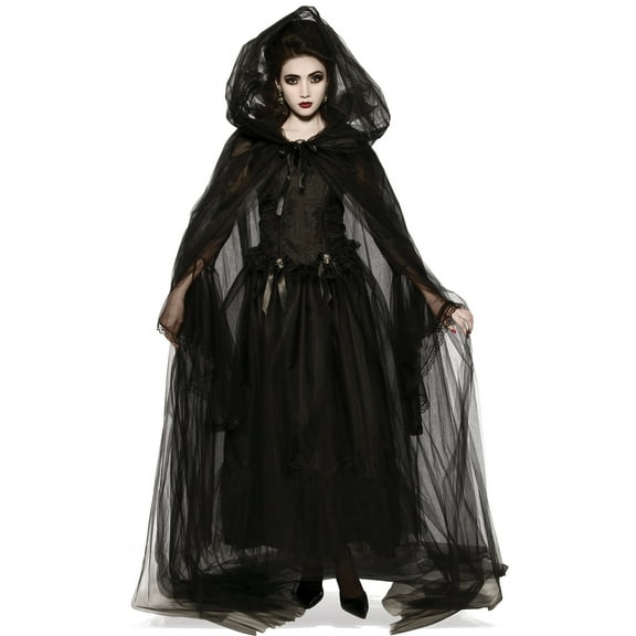 Womens Black Haunted Cape And Dress Cost
