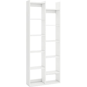 6-Tier Bookshelf, Tall Bookcase with 12 Open Shelves, Wooden Display Shelf, Narrow Bookshelves & Bookcases, Book Shelf for Living Room, Bedroom, Study, Small Spaces (1, White)