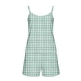 thumbnail image 6 of jobturf Lounge Sets for Women Summer Fashion Plaid Pajama Set Spaghetti Straps Scoop Neck Tank Tops and Shorts Matching Pjs 2 Piece Outfits, 6 of 8