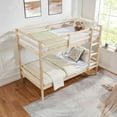 thumbnail image 5 of GVN Sturdy Bed Frame, Bedroom Platform Bed Frame,Twin over Twin Bunk Bed with Ladder,Wooden Bunk Bed with High Guardrail and Ladder,No Box Spring Needed,White, 5 of 9