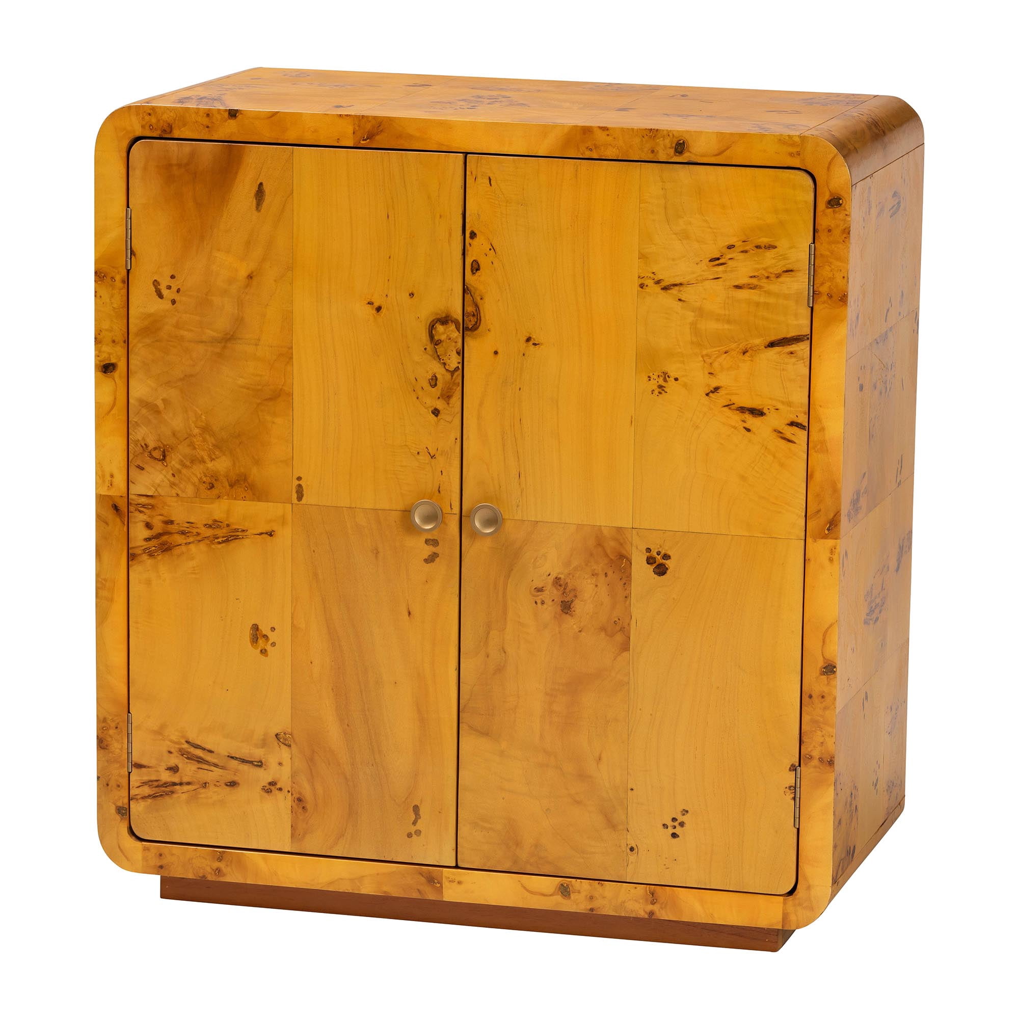 bali & pari Netra Modern Storage Cabinet, 2-Shelf, Light Mappa Burl