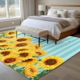 thumbnail image 4 of Large Area Rugs for Living Room Bedroom, Sunflower 5'x8' Rug Washable Carpet Runner Indoor Outdoor, Yellow Summer Botanical Blue Striped Farmhouse Non Slip Floor Mats Rug for Kitchen, Bathroom, 4 of 8