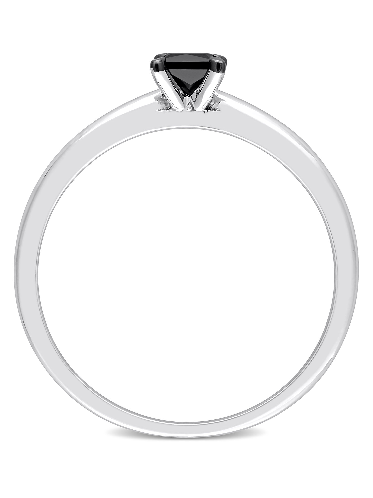 1/4 Carat T.W. Black Diamond 14kt White Gold Black Rhodium Plated Solitaire Engagement Ring