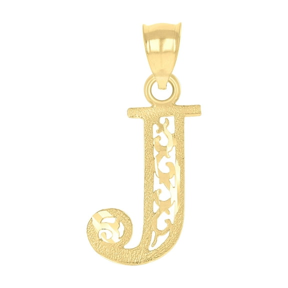10kt Real Yellow Gold Unisex Initial Letter J Charm Pendant