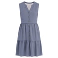 thumbnail image 4 of Danhjin Women's Summer Sundress V Neck Sleeveless Dresses Elastic Waist Ruffles Casual Loose Tank Dresses, 4 of 7