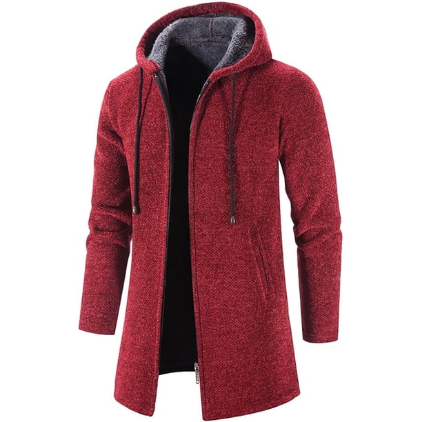 chamarra con capucha para hombre, con cierre, forro polar, abrigada con forro de sherpa, para invierno, gabardina con bolsillo