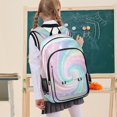 thumbnail image 7 of Flip-Top Backpack 17L Capacity Lightweight Bookpack Reflective Safety Strips & Adjustable Chest Strap Cute Pastel Rainbow Swirl, 7 of 7