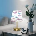 thumbnail image 6 of Tapered Desk Lamp with Antique Brass Base Table Lamps Dimmable LED Bulb Button Switch Night Light Pink and Blue Butterflies Medium, 6 of 8
