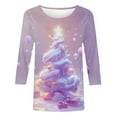 thumbnail image 4 of Gamivast Womens Christmas Top Casual 3/4 Sleeve Crew Neck Shirt Funny Holiday Snowman Trees Graphic Tee Xmas Party Pullover Outfits Fall Winter Loose Fitted Tops 5XL, 4 of 6