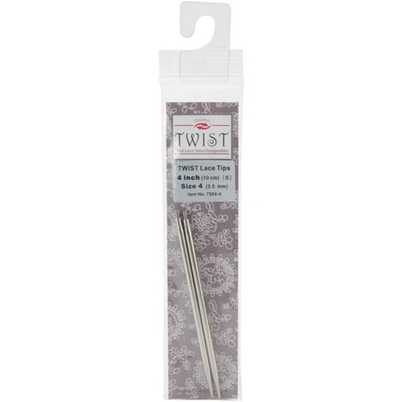UPC: 0812208028454 | ChiaoGoo 4 Inch (10 cm) TWIST Lace Knitting Needle Tip Stainless Steel – Size US-4 (3.5 mm)